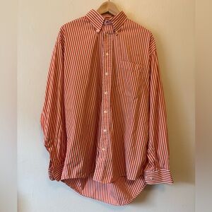 Gitman Brothers Orange and White Striped Button Down Shirt